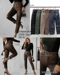 Spodnie ekoskóra damskie (XS-XL/12szt)