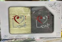 Komplet ręczników-Walentynki  (70X140+70X140cm//6kpl)