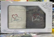 Komplet ręczników-Walentynki  (70X140+70X140cm//6kpl)