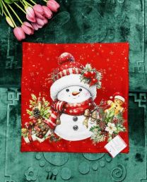 Świąteczna poszewka len drukowana welurowa (40x40cm/12szt)