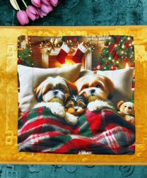 Świąteczna poszewka len drukowana welurowa (40x40cm/12szt)