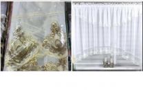 Firanki gotowe gładki i gip pióra (150X400cm/6szt)