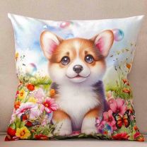 Wielkanocna poszewka dwustronna len drukowana welurowa (40x40cm/12szt)