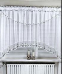 Firanki gotowe gładki i gip pióra (150X400cm/6szt)