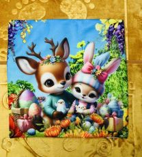 Wielkanocna poszewka len drukowana welurowa (40x40cm/12szt)