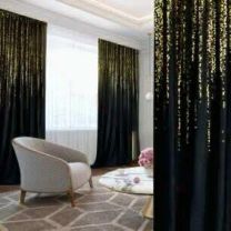 Zasłona welurowa  ze złotym wzorem taśma WAVE-2szt (145X250cm/6szt)