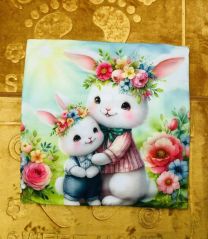 Wielkanocna poszewka len drukowana welurowa (40x40cm/12szt)