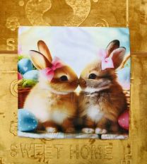 Wielkanocna poszewka len drukowana welurowa (40x40cm/12szt)