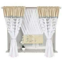 Piękny komplet zasłon z ozdobnymi panelami-Zasłona 145x160cm x 2 sztuki-talerza 120x130cm x 1 panel