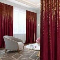 Zasłona welurowa  ze złotym wzorem taśma WAVE (145x250cm/6szt)