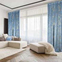 Zasłona welurowa  ze złotym wzorem taśma WAVE (145x250cm/6szt)