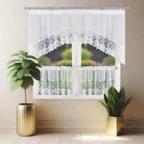 Komplet kuchenny 3cz-Firanki gotowe  gip pióra (100 x 360 cm(1szt)-50 x180 cm(2 szt)/6kpt)