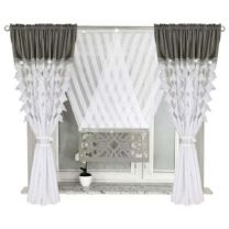 Piękny komplet zasłon z ozdobnymi panelami (Zasłona y 145x160cm x 2 sztuki-talerza 120x130cm x 1 panel /6kpt)