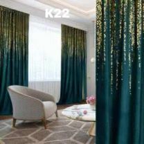 Zasłona welurowa  ze złotym wzorem taśma WAVE