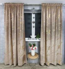 Zasłona welurowa  ze złotym wzorem taśma WAVE