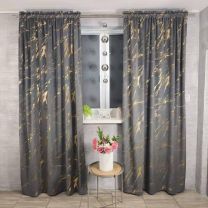 Zasłona welurowa  ze złotym wzorem taśma WAVE