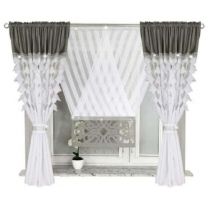 Piękny komplet zasłon z ozdobnymi panelami (Zasłona 145x160cm x 2 sztuki- talerza 120x130cm x 1 panel/6kpt)