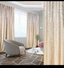 Zasłona welurowa  ze złotym wzorem taśma WAVE