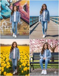 Kurtka jeansowa dziewczęca (134-164/10szt)