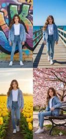 Kurtka jeansowa dziewczęca (134-164/10szt)