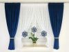 Zestaw dekoracyjny z zasłonami welurowymi, ozdobiony ażurowymi zawieszkami (Wymiary firany   155x400 cm-Wymiary zasłon (2szt.) 160x150cm/6szt)